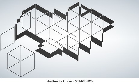 Vector Abstract geometric shape from gray diagonal romb. Vector illustration.