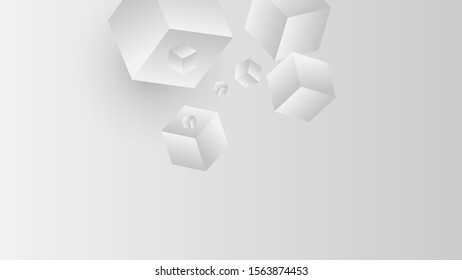 Vector Abstract geometric shape from gray cubes. White squares