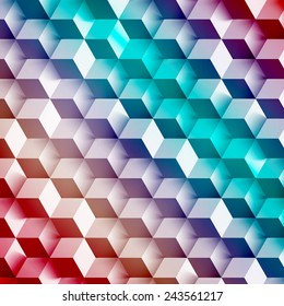 Vector Abstract geometric shape from gray cubes. Color squares