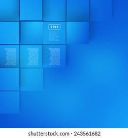 Vector Abstract geometric shape from gray cubes. Blue squares