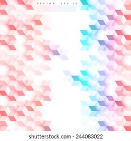 Vector Abstract geometric shape from gray cubes. Color squares