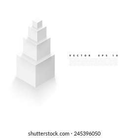 Vector Abstract geometric shape from gray cubes. White squares