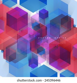 Vector Abstract geometric shape from gray cubes. Color squares