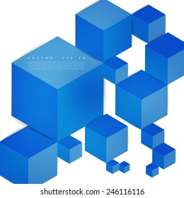 Vector Abstract geometric shape from gray cubes. Blue squares