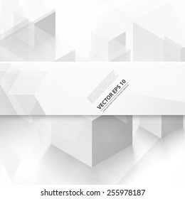 Vector Abstract geometric shape from gray cubes. White banner