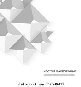 Vector Abstract geometric shape from gray cubes. White pyramides