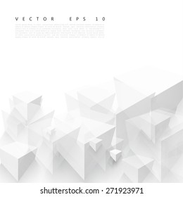 Vector Abstract geometric shape from gray cubes. White squares