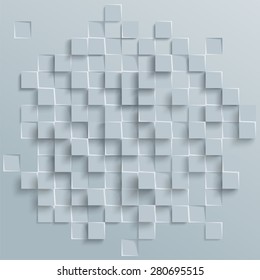 Vector Abstract geometric shape from gray cubes. White squares