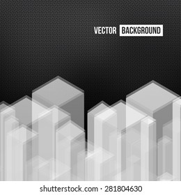 Vector Abstract geometric shape from gray cubes. Black and white squares