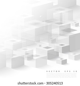 Vector Abstract geometric shape from gray cubes. White squares