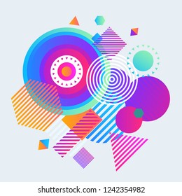 Vector abstract geometric shape lines pattern background. Retro vector circle lines background.