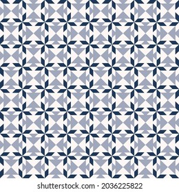 Vector abstract geometric shape seamless background. Islamic, Sino-Portuguese or peranakan blue color star flower pattern. Use for fabric, textile, interior decoration elements, upholstery, wrapping.