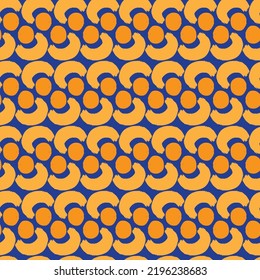 Vector abstract geometric shape seamless pattern design. Semi-Circles and circulars in cheerful shades of orange made up this funky pattern that is perfect to used as background, fabric, textiles