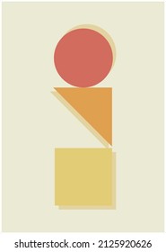 Vector Abstract geometric shape, for wall decoration, printable, aesthetics, square round triangle. Pastel background