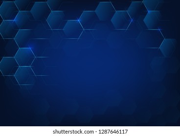 Vector Abstract geometric shape,Blue hexagon tech design. Vector Background.

