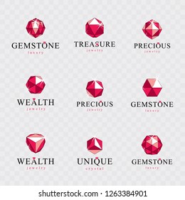 Vector abstract geometric shapes best for use as luxury logo. Collection of vector glossy gemstone design elements.