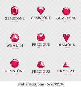 Abstrakte geometrische Formen der Vektorillustration eignen sich am besten als luxuriöses Logo. Kollektion von Vektorillustration Glossy Edelstein Design-Elementen.
