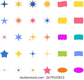 Formas geométricas abstratas vetoriais e coleção colorida de designs de banner. Para web, comercial, cartaz, outdoor, venda, vintage, anúncio, brochuras, capas.