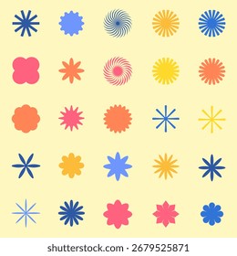 Formas geométricas abstratas vetoriais e coleção colorida de designs de banner. Para web, comercial, cartaz, outdoor, venda, vintage, anúncio, brochuras, capas.