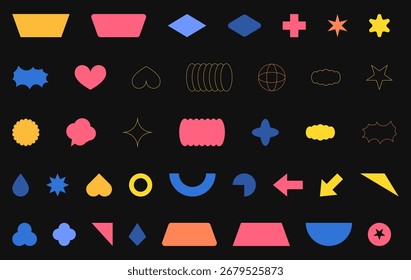 Vector Formas geométricas Abstractas y colorida colección de diseños de Anuncio. Para el Web, comercial, cartel, cartelera, venta, vendimia, anuncio, folletos, cubiertas.