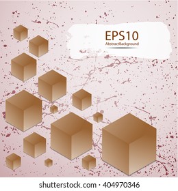 Vector Abstract geometric shapes from cubes and paint splashes