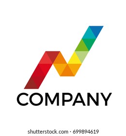 Vector abstract geometric sign with triangles, letter n