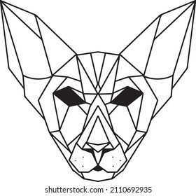 Vector. Abstract geometric sphinx cat head. Linear polygon animal of the feline family.