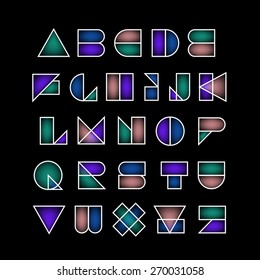 Vector abstract geometric stained-glass font. High quality design element.