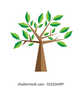 Vector abstract geometric tree in flat design
