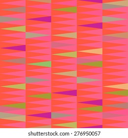 Vector abstract geometric triangle seamless pattern in tribal style with ethnic motifs. Colorful endless background for wrapping paper, web design backdrop, textile, illustration, visual identity.
