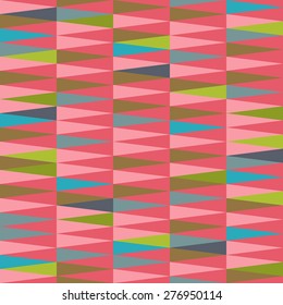 Vector abstract geometric triangle seamless pattern in tribal style with ethnic motifs. Colorful endless background for wrapping paper, web design backdrop, textile, illustration, visual identity.