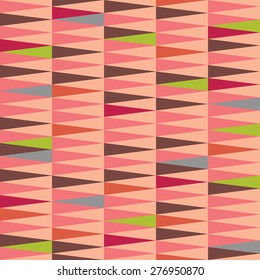 Vector abstract geometric triangle seamless pattern in tribal style with ethnic motifs. Colorful endless background for wrapping paper, web design backdrop, textile, illustration, visual identity.