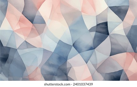Vector abstract geometric watercolor pattern background slate blue, blush pink, and charcoal gray colors