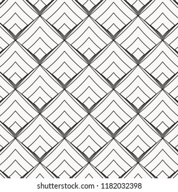 Vector abstract geometrical background. Modern stylish texture with curved lines. Regularly repeating tiles with linear diamonds, rhombuses.