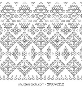 Vector abstract geometrical seamless pattern from black, white and grey decorative ethnic ornament elements on a light background