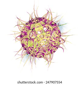 Vector abstract geometrical shape (radiolaria) watercolor style