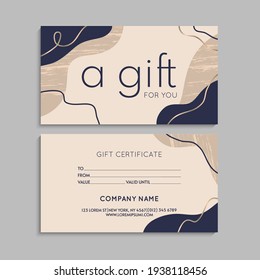 Certificado de regalo abstracto vectorial o plantilla de fondo de tarjeta.