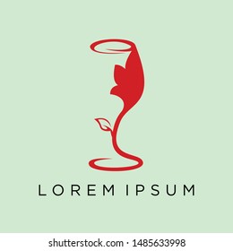 Vector Abstract Glass Wine and rose Concept Stock Vector