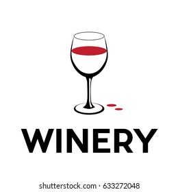 Vector abstract glass of wine, winery concept
