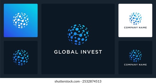 Vetor abstrato de global invest logotipo e ícone, pode ser usado em várias mídias facilmente, editável