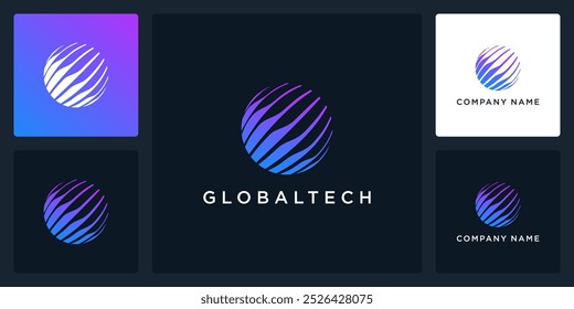 Vector abstract of global tech logo and icon template, can be used in various media easily, editable