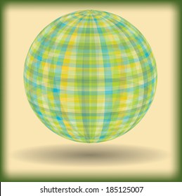 Vector abstract globes with stripes isolated on yellow background.