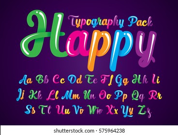Vector of abstract glossy font and alphabet
