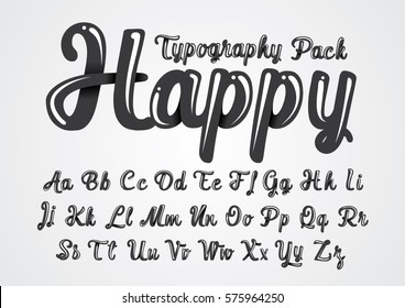 Vector of abstract glossy font and alphabet
