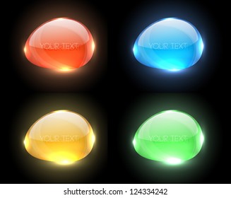 Vector abstract glossy glowing glass banners collection