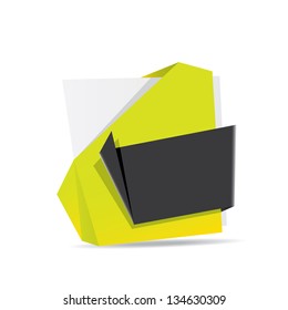vector abstract glossy green paper origami speech bubble with black ribbon for text. Vector green paper abstract background for website or cover design.