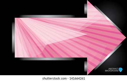 vector abstract glossy pink arrow on black . cover template. brochure layout. web page backdrop.