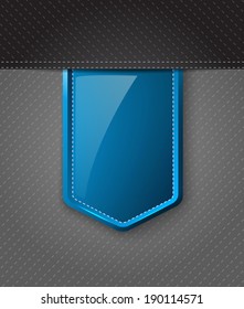 Vector abstract glossy plastic blue bookmark / tag