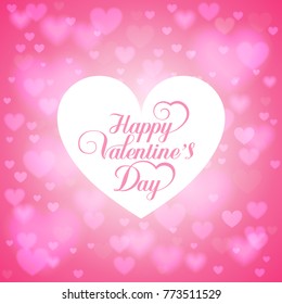Vector abstract Glow Soft Hearts for Valentines Day Background lettering design.