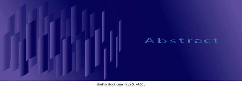 Vector abstract glowing dark blue background. Shiny blue lines. Horizontal banner. Geometric stripes pattern. EPS10 vector